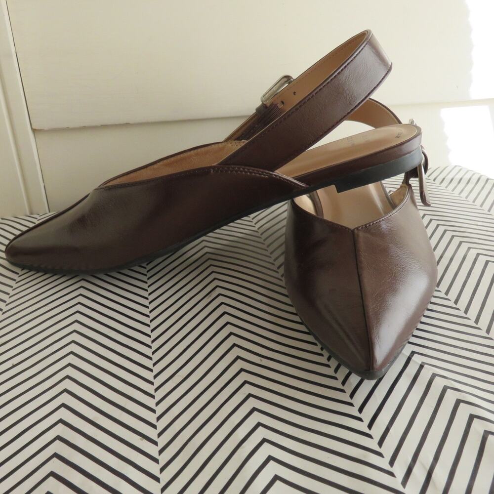 A New Day Shoes Women's Size 7.5 Brown Slingback Flats Memory Foam RN17730